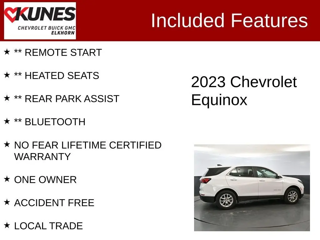 Used 2023 Chevrolet Equinox LT with VIN 3GNAXUEG1PL183748 for sale in Elkhorn, WI