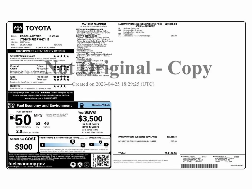 Used 2023 Toyota Corolla LE with VIN JTDBCMFE5P3017413 for sale in Trooper, PA