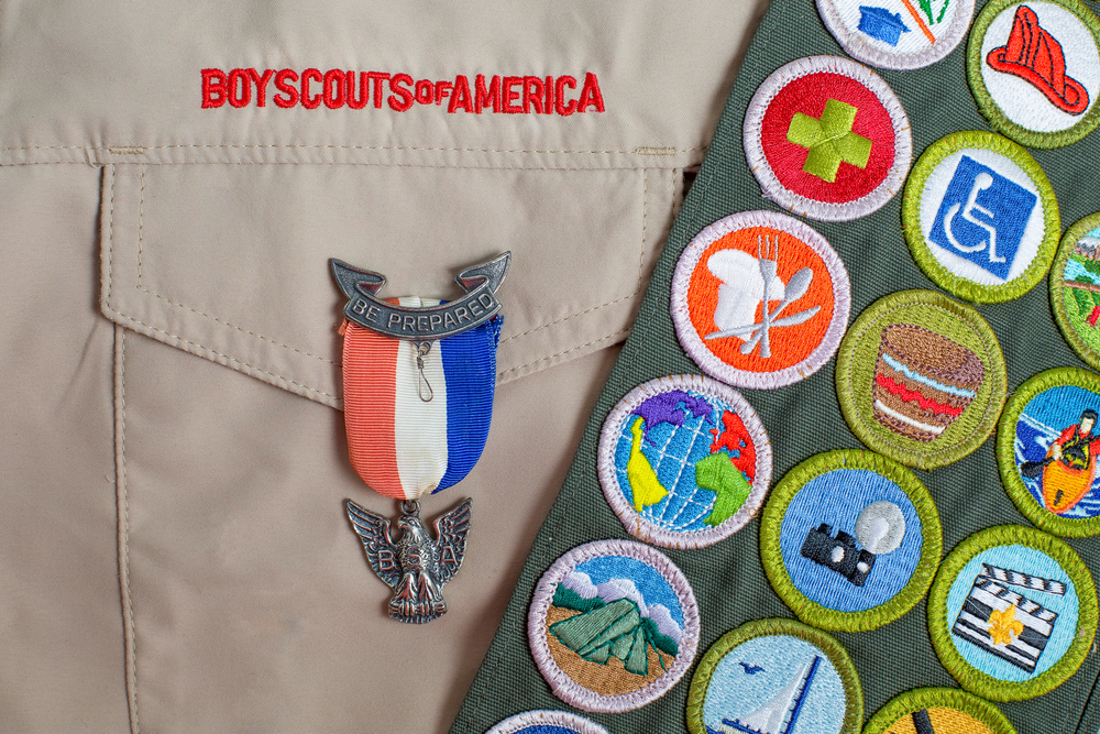 boy scouts sash with badges