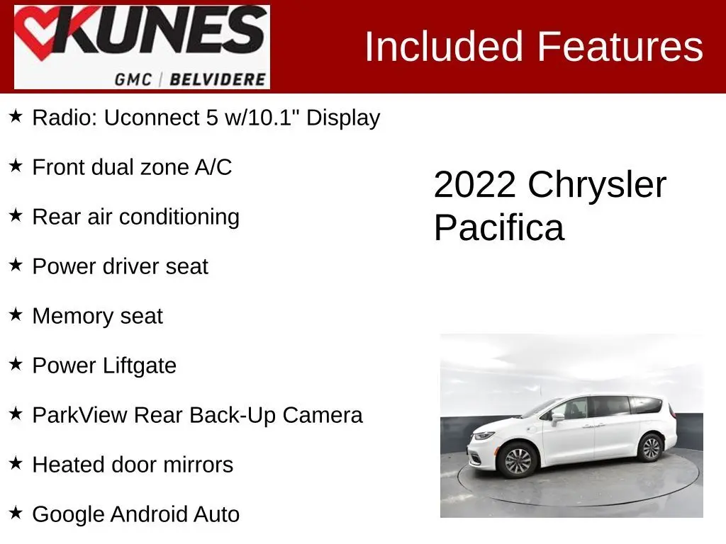 Used 2022 Chrysler Pacifica Hybrid Touring L with VIN 2C4RC1L77NR147863 for sale in Belvidere, IL