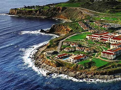 Oceanfront view shot of Terranea Resort in Palos Verdes, CA.
