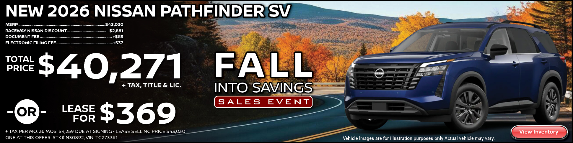 New 2026 Nissan Pathfinder Lease Offer