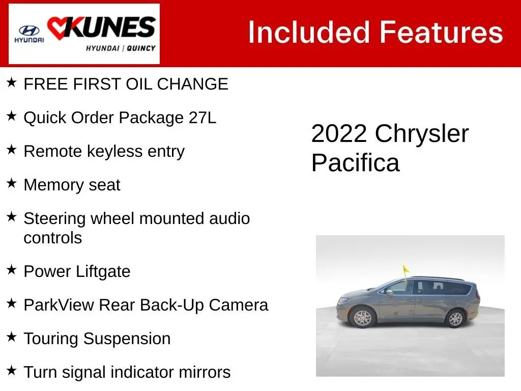 Used 2022 Chrysler Pacifica Touring L with VIN 2C4RC1BG8NR189010 for sale in Quincy, IL