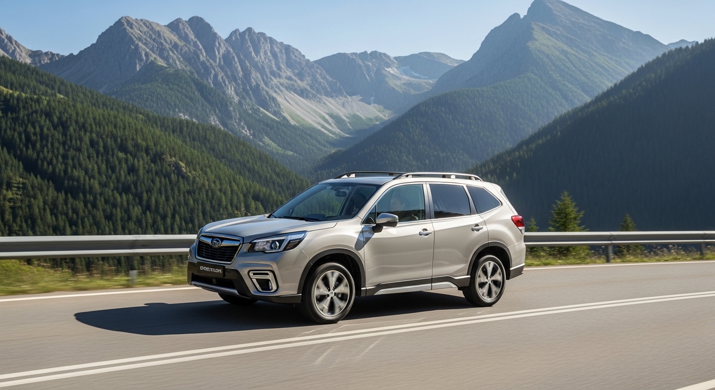 Subaru Forester 於山路景觀行駛外觀照