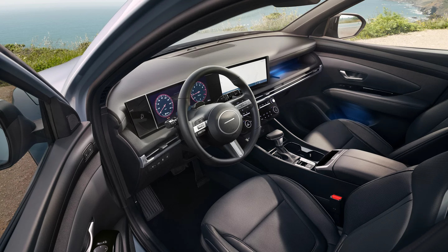 The front interior of a car.