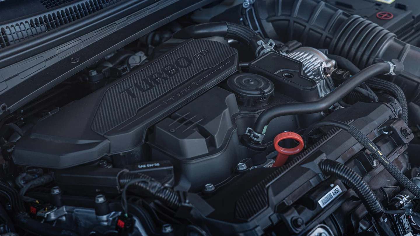 The engine inside of the 2024 Hyundai Elantra.