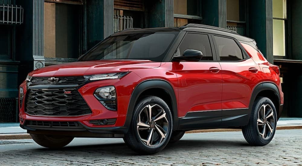 A red 2022 Chevrolet Trailblazer sitting parked. 