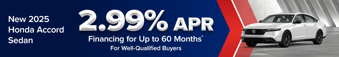 Enjoy 2.99% APR financing on a new 2025 Honda Accord in Kingsport, TN 