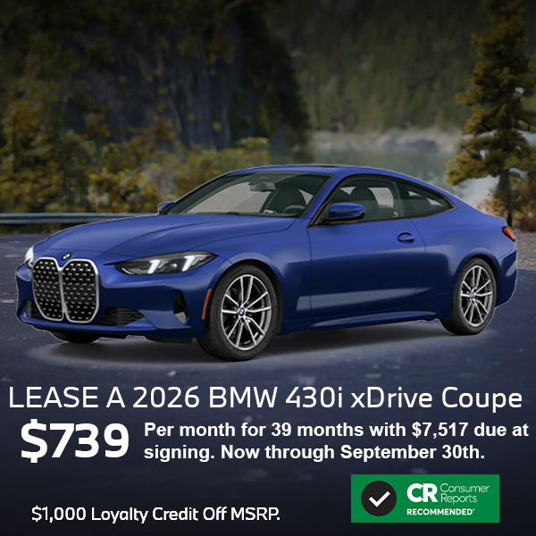 Lease a 2026 BMW 430i xDrive Coupe for only $739