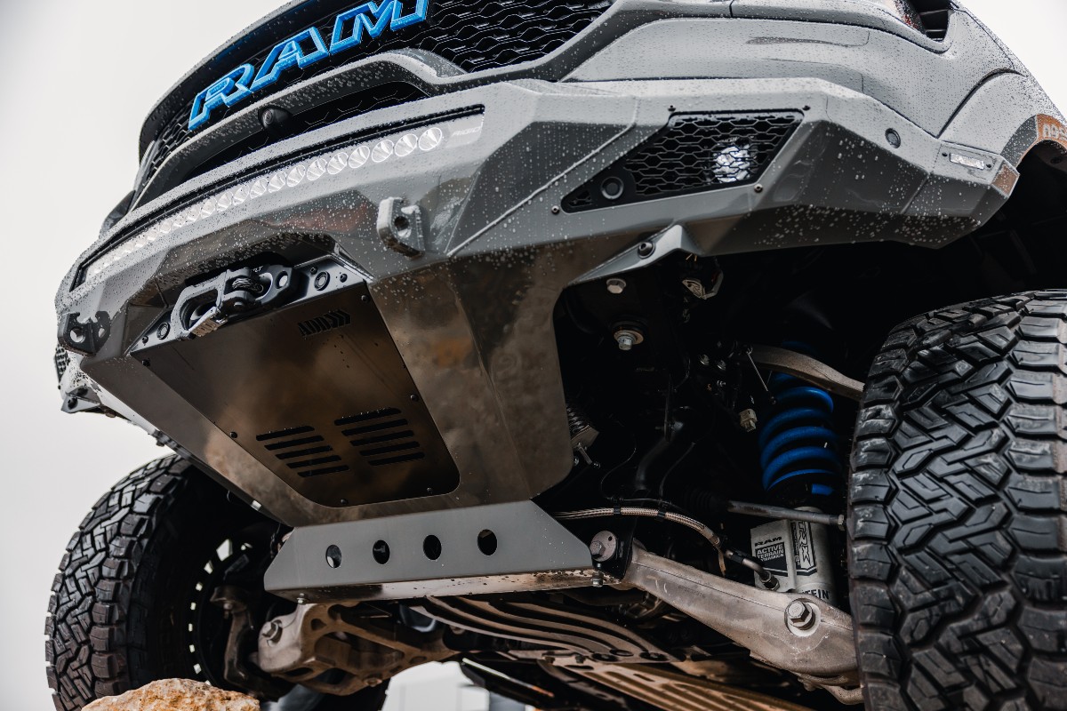 Custom Lunar RAM 1500 TRX Exterior Front Undercarriage Skid Plate Closeup