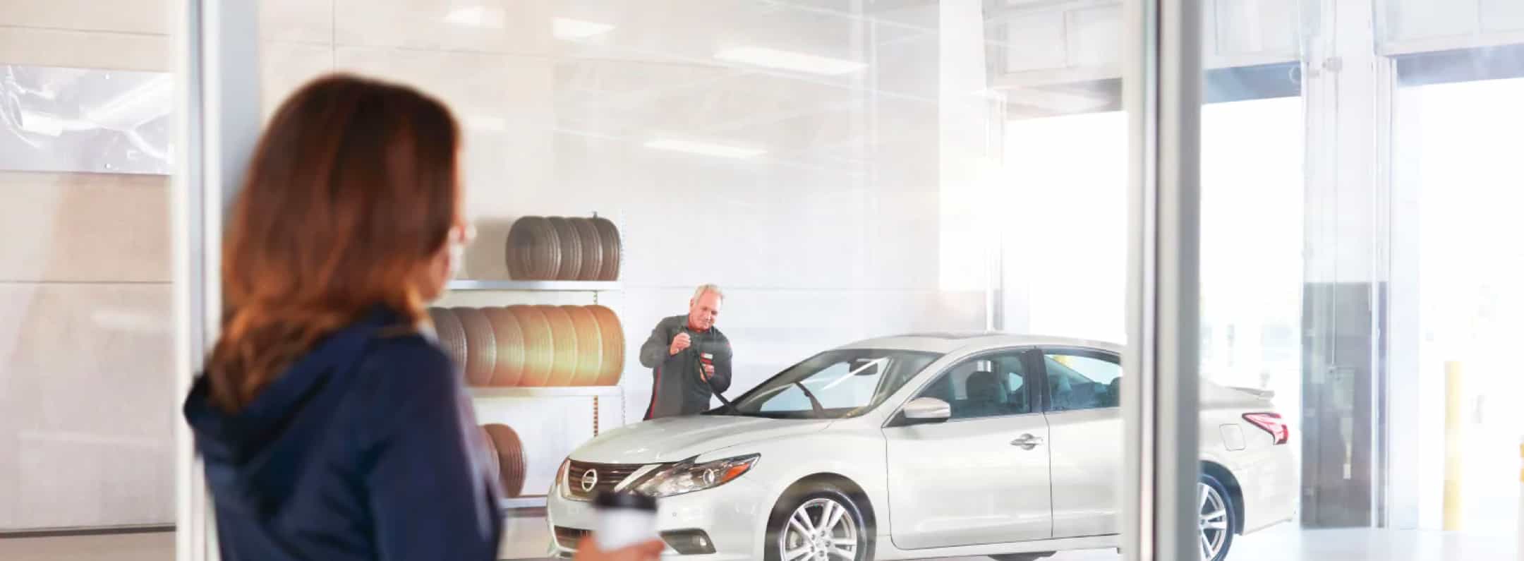 Customer at a Nissan Service Center