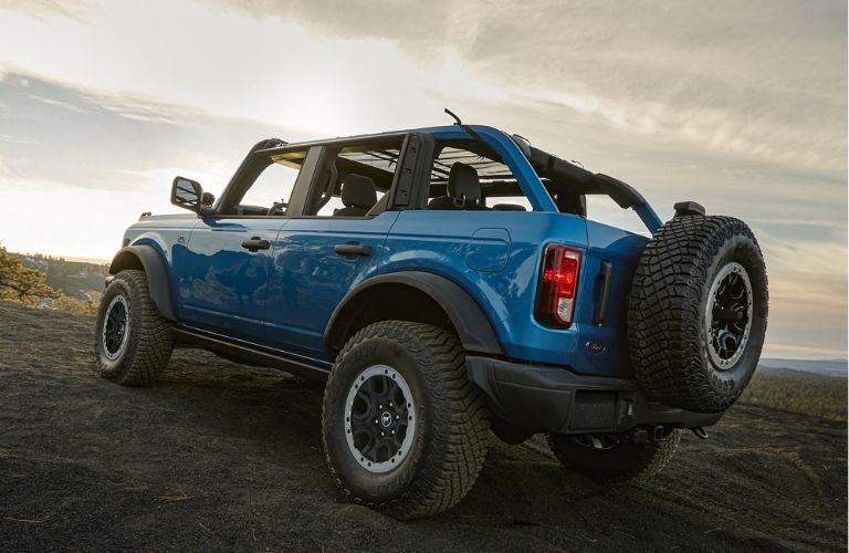 Sideview of a Blue 2021 Ford Bronco_o