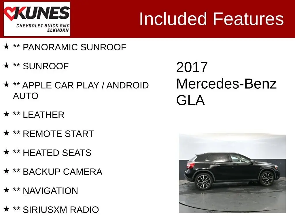 Used 2017 Mercedes-Benz GLA-Class GLA250 with VIN WDCTG4EBXHJ336233 for sale in Elkhorn, WI
