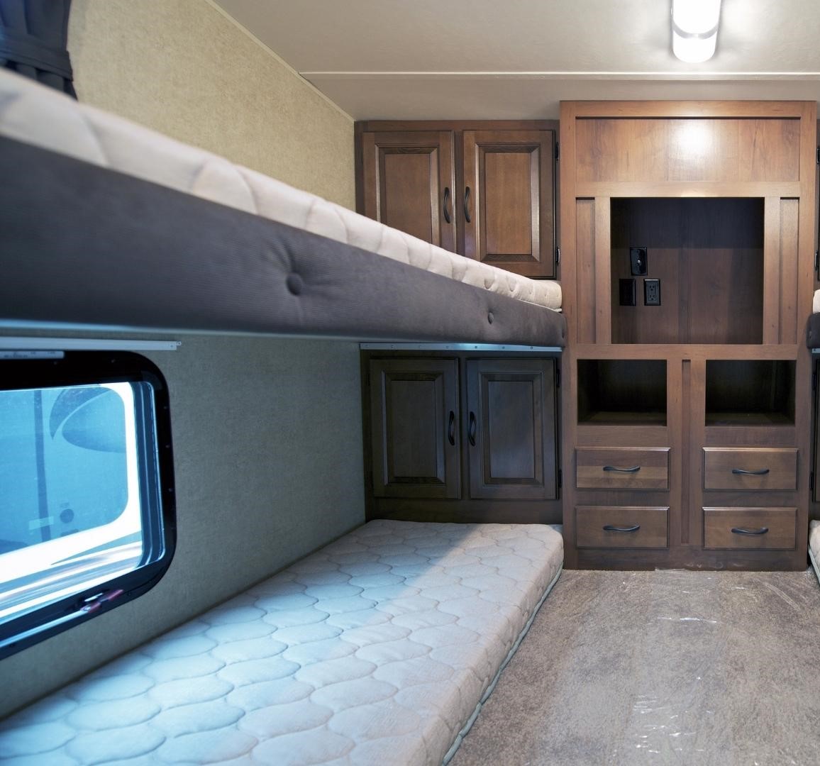 bunk beds inside of a bedroom in a RV