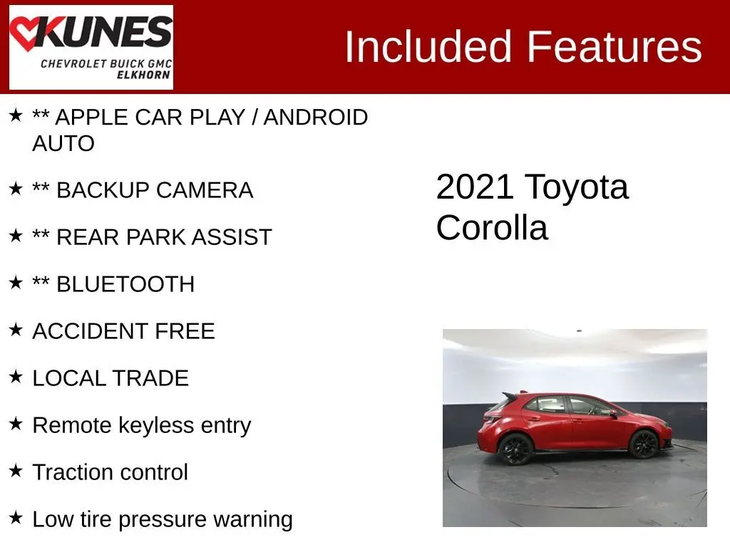 Used 2021 Toyota Corolla Hatchback SE with VIN JTND4MBE8M3108582 for sale in Elkhorn, WI