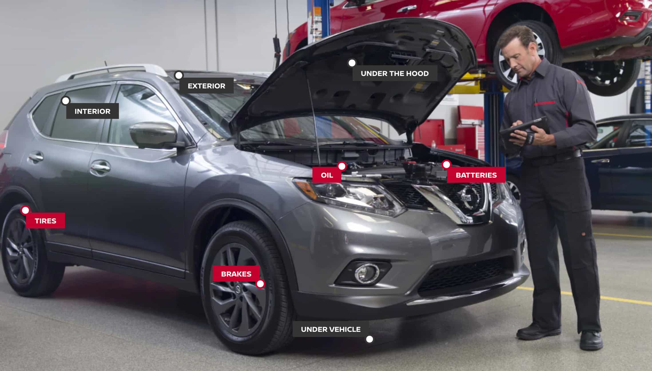 Technician performing multi-point inspection