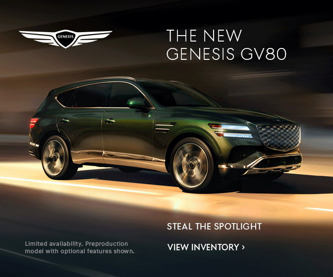 The New Genesis GV80 - Steal the Spotlight. Limited availability. Preproduction model with optional features shown. 