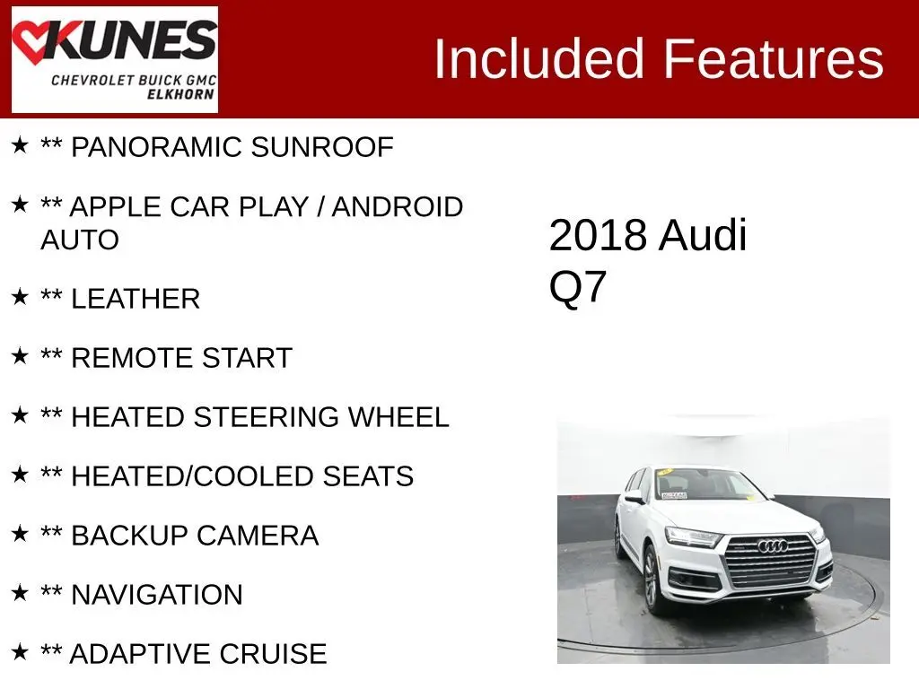 Used 2018 Audi Q7 Prestige with VIN WA1VAAF72JD026441 for sale in Elkhorn, WI
