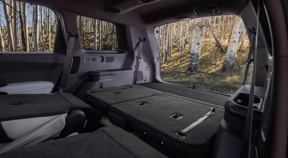 Folded second and third row seating in a 2027 Kia Telluride
