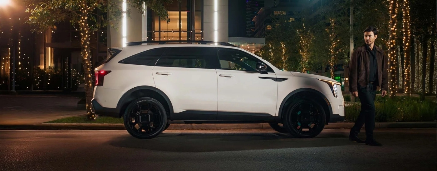 White 2025 Kia Sorento for sale near Minneapolis parked in a city