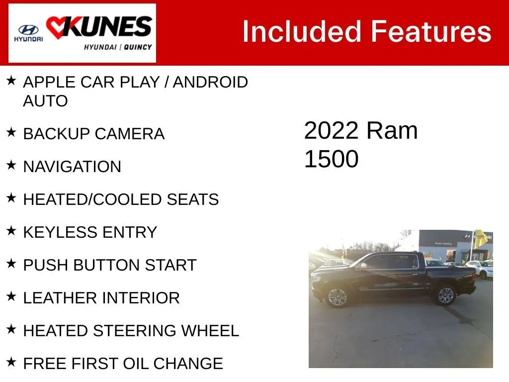 Used 2022 RAM Ram 1500 Pickup Limited with VIN 1C6SRFHT9NN361809 for sale in Quincy, IL