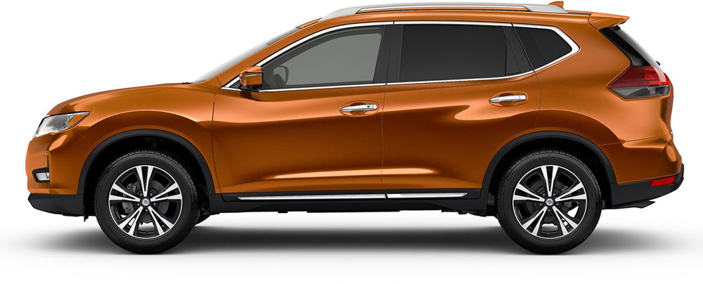 2017 Nissan Rogue in Monarch Orange, side profile