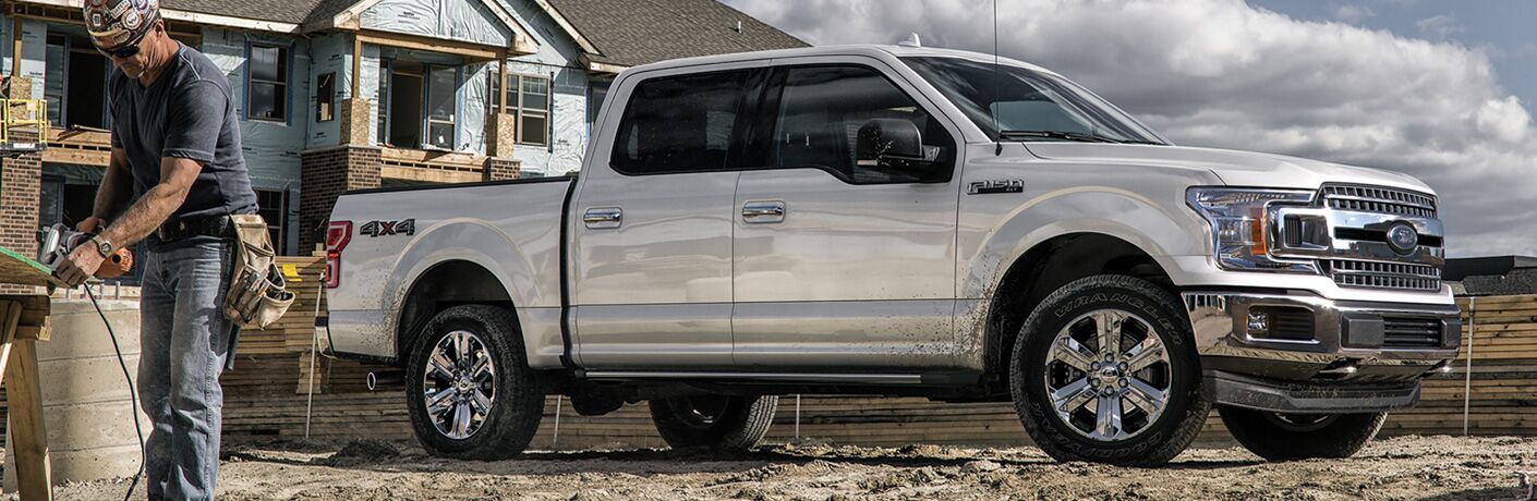 side view of a white 2021 Ford F-150