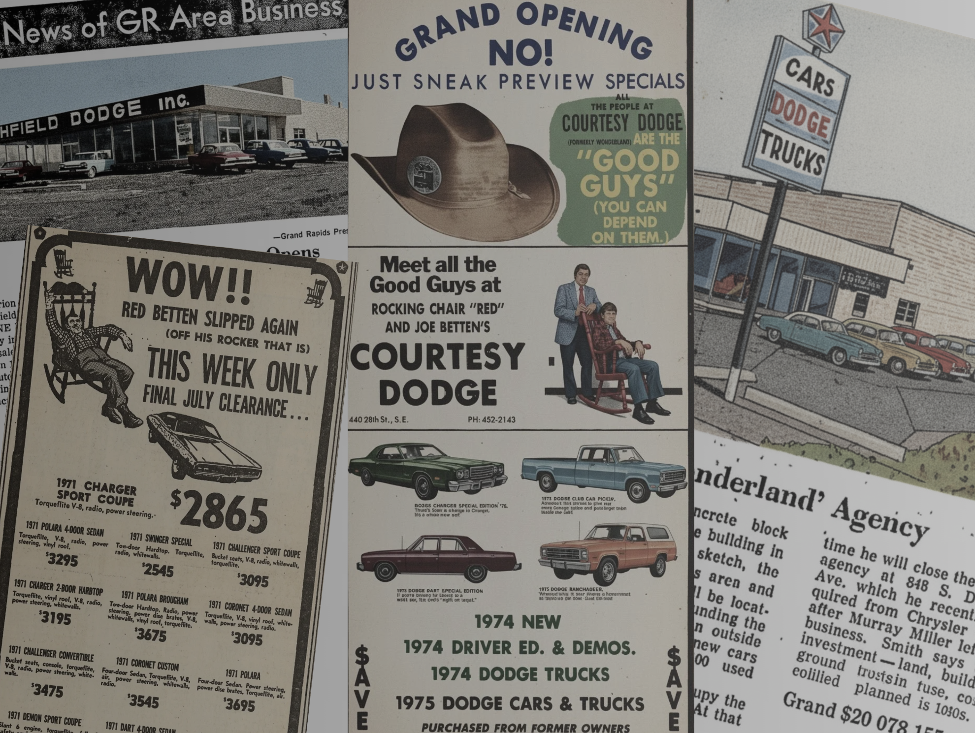 Photos of old newspaper clippings showing Courtesy's early days.