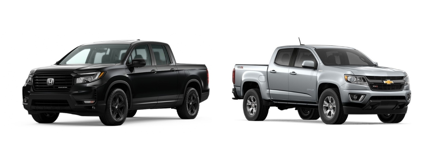 Black 2022 Honda Ridgeline Black Edition vs silver 2022 Chevy Colorado Z71