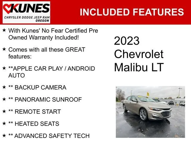 Used 2023 Chevrolet Malibu 1LT with VIN 1G1ZD5ST2PF189864 for sale in Oregon, IL