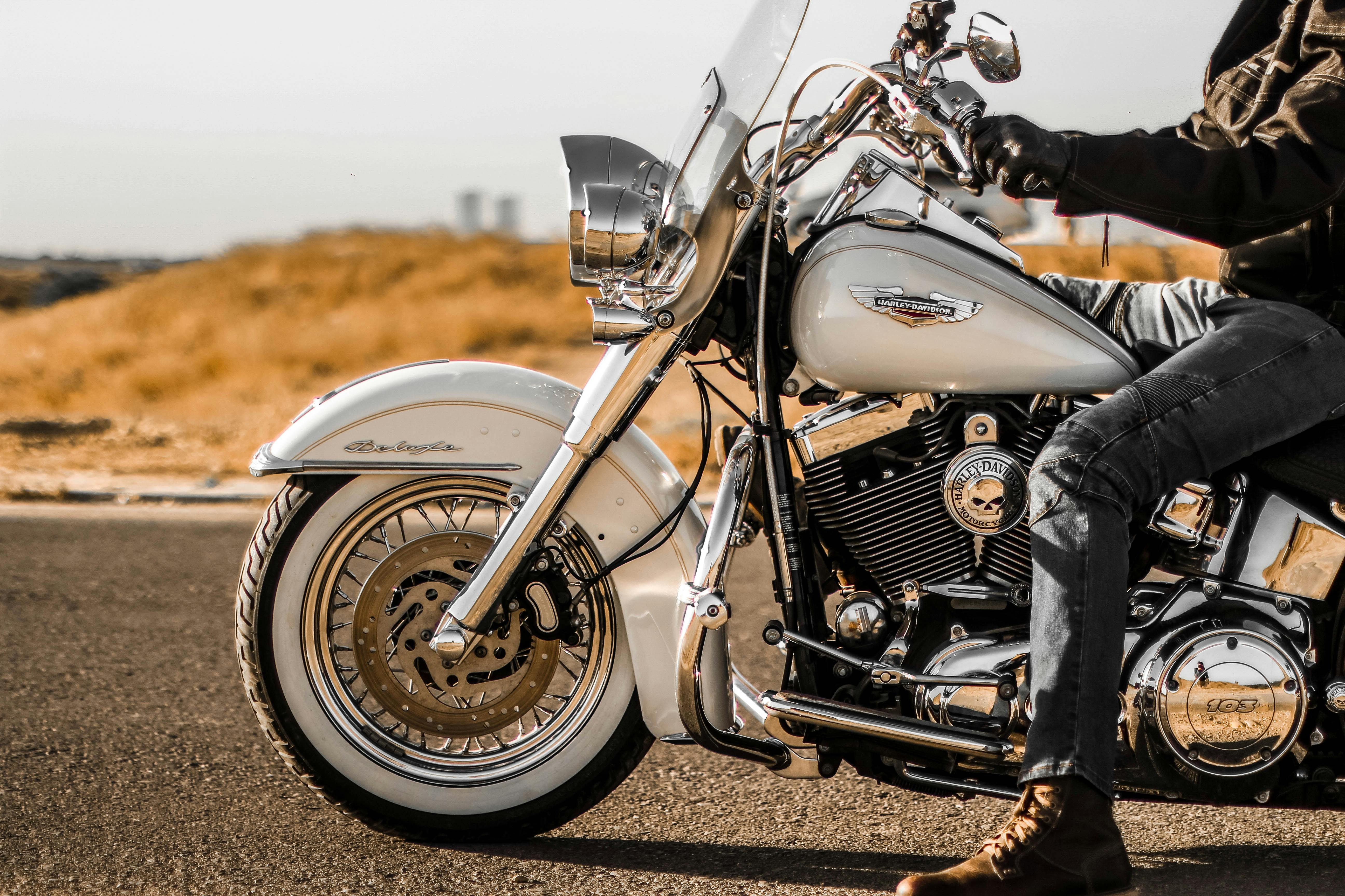 Harley-Davidson Road King cruising on a scenic highway
