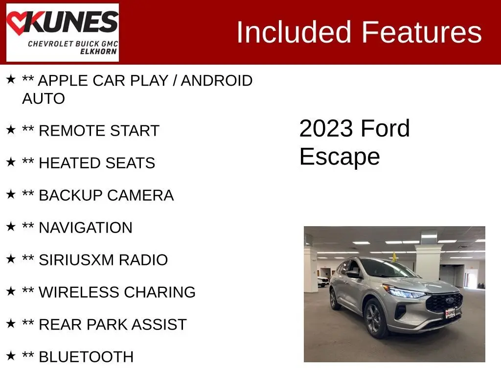 Used 2023 Ford Escape ST-Line with VIN 1FMCU0MN7PUA01006 for sale in Elkhorn, WI