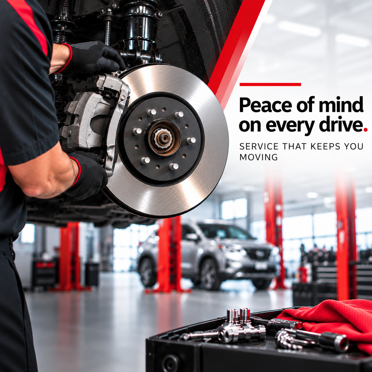 Technician Changing Brakes
