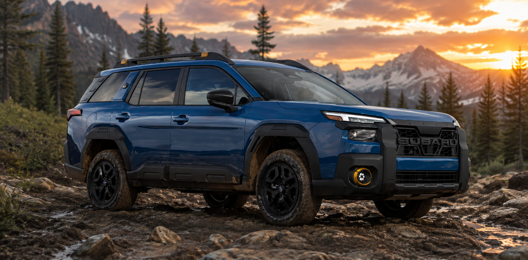 2027 Subaru Outback on a Southwest desert road near Albuquerque, New Mexico