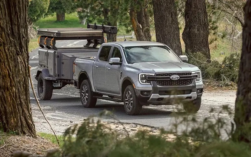 image of gray ford ranger towing gear