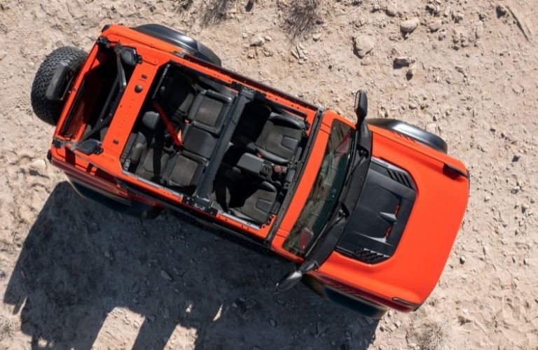 Overhead View of 2022 Ford Bronco Raptor Interior with Top Removed