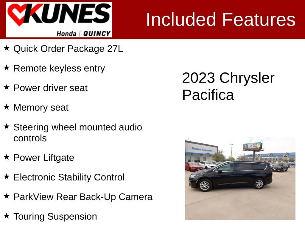 Used 2023 Chrysler Pacifica Touring L with VIN 2C4RC1BG1PR573858 for sale in Quincy, IL