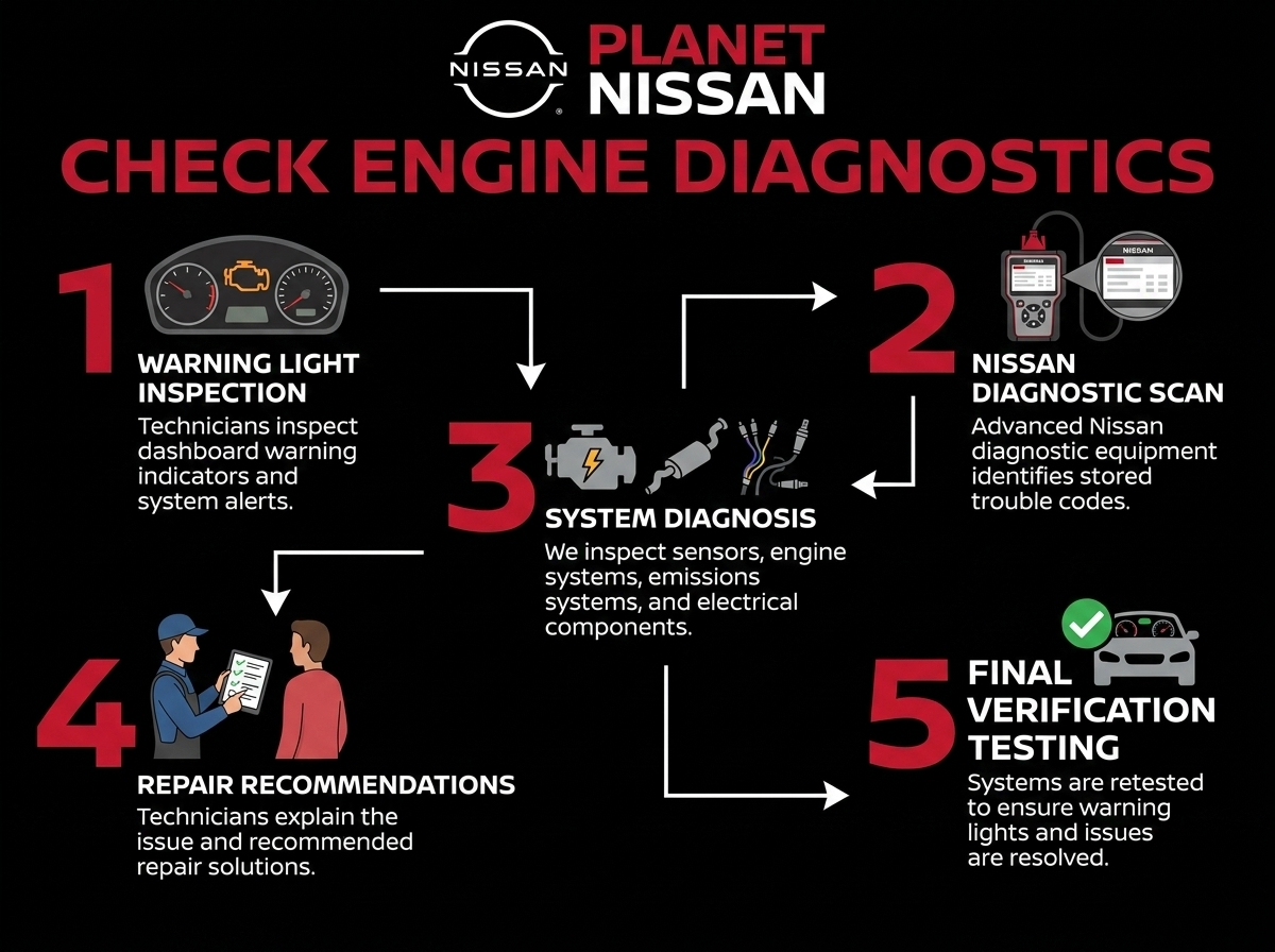 planet Nissan check engine light process