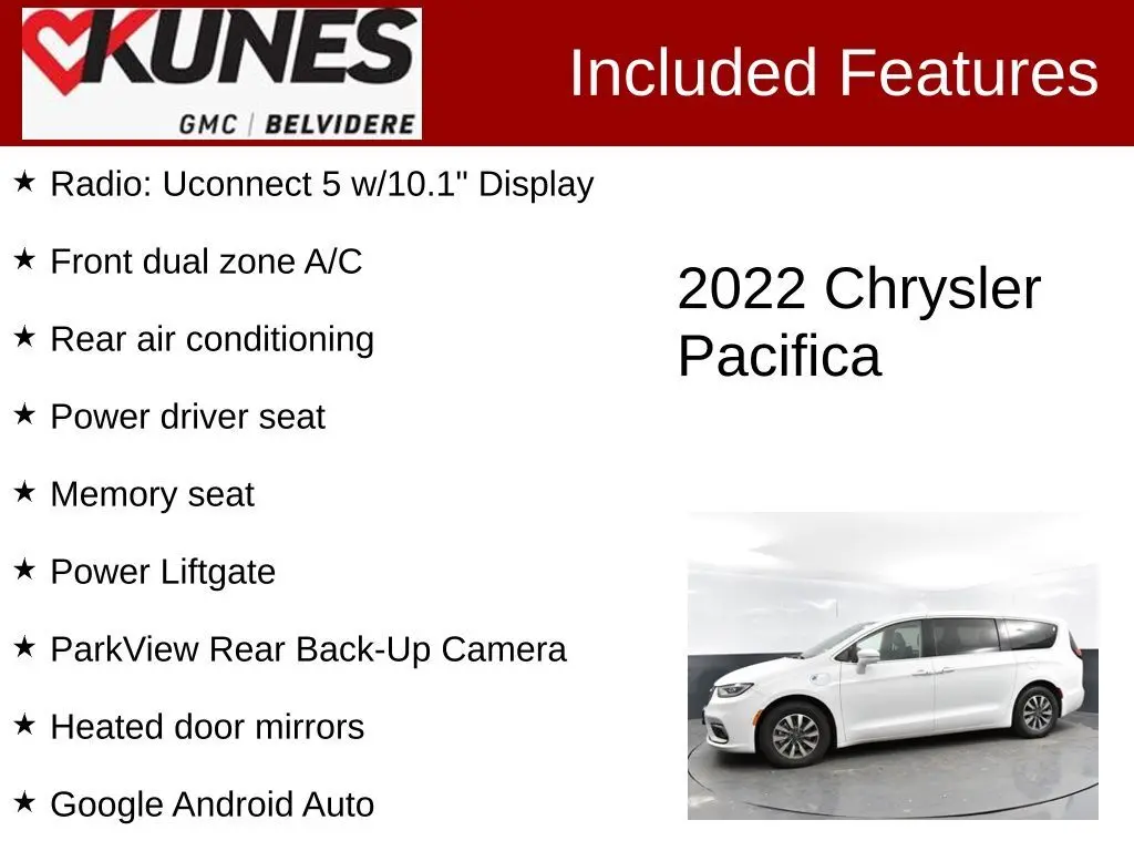 Used 2022 Chrysler Pacifica Hybrid Touring L with VIN 2C4RC1L77NR147863 for sale in Belvidere, IL