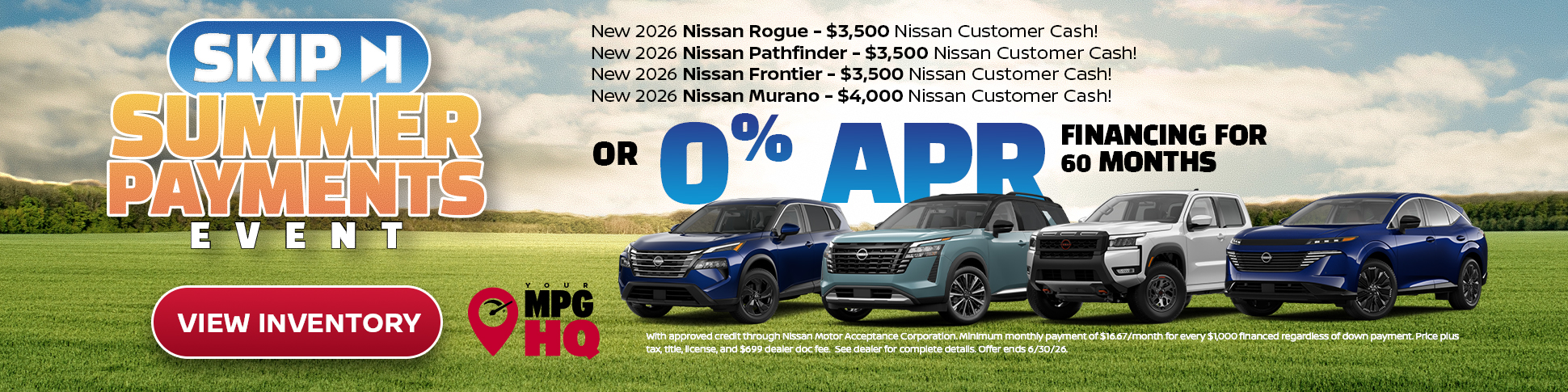 0% APR on New Nissan Models