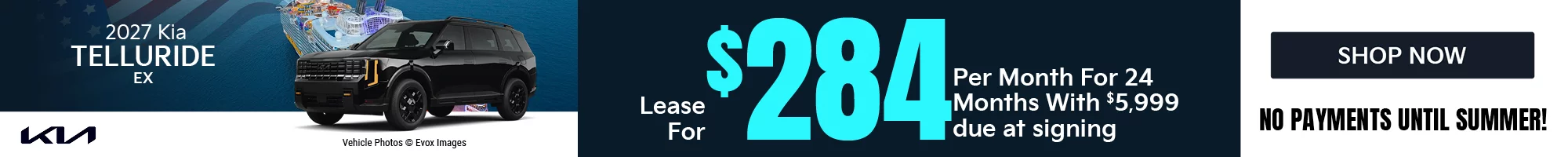 2027 Kia Telluride EX Lease for $284 per month with $5,999 due at signing