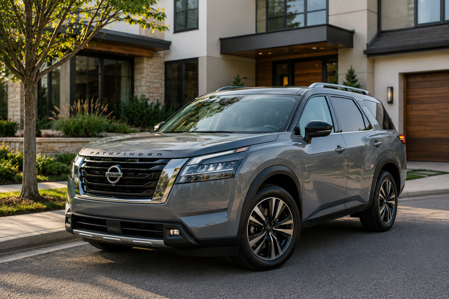 Nissan Pathfinder outside a Houston home for real estate professionals