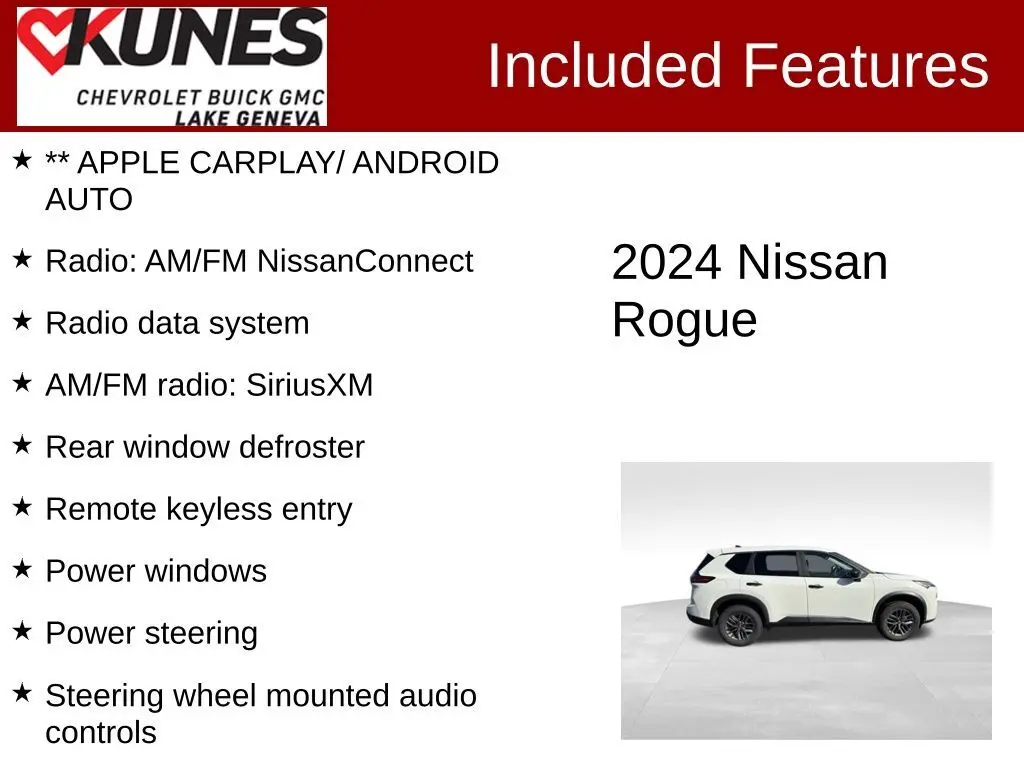 Used 2024 Nissan Rogue S with VIN 5N1BT3AAXRC679632 for sale in Lake Geneva, WI