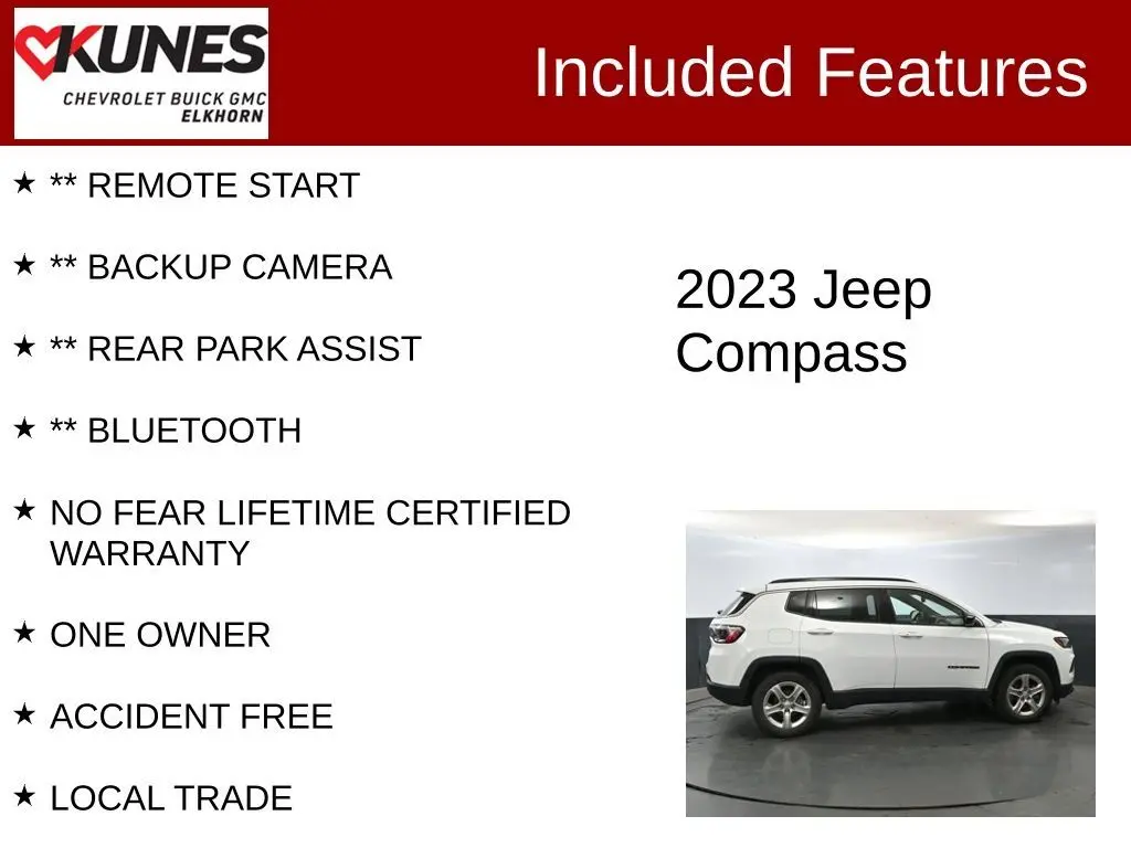 Used 2023 Jeep Compass Latitude with VIN 3C4NJDBN5PT552772 for sale in Elkhorn, WI