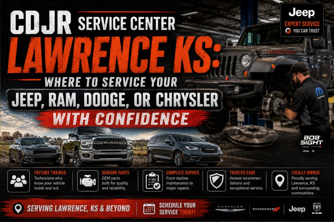 CDJR service center in Lawrence KS for Jeep Ram Dodge and Chrysler maintenance and repairs
