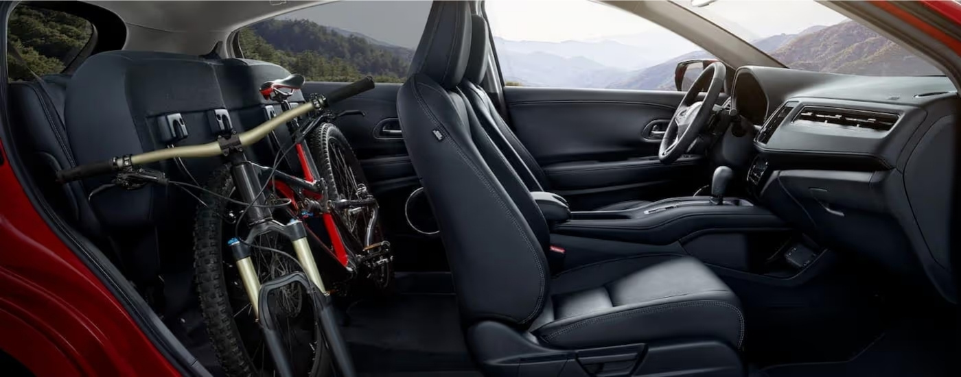 BIke in the back seat of a 2020 Honda HR-V Touring