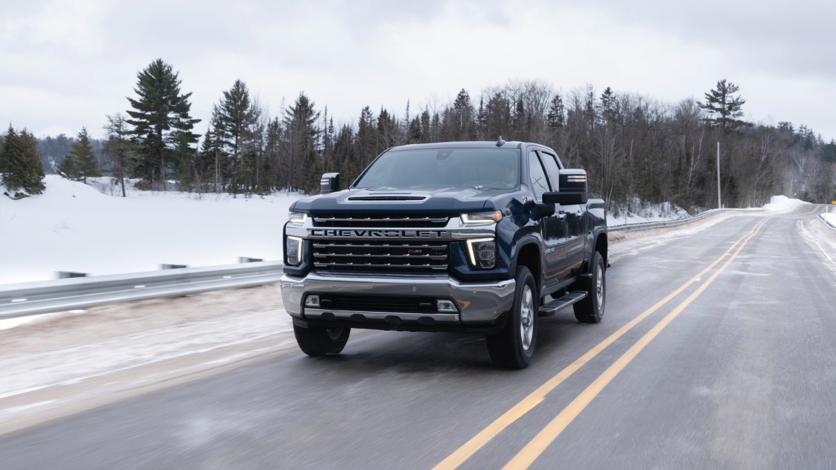 2020 Chevrolet Silverado 2500HD Exterior Driver Side Front Angle in Winter