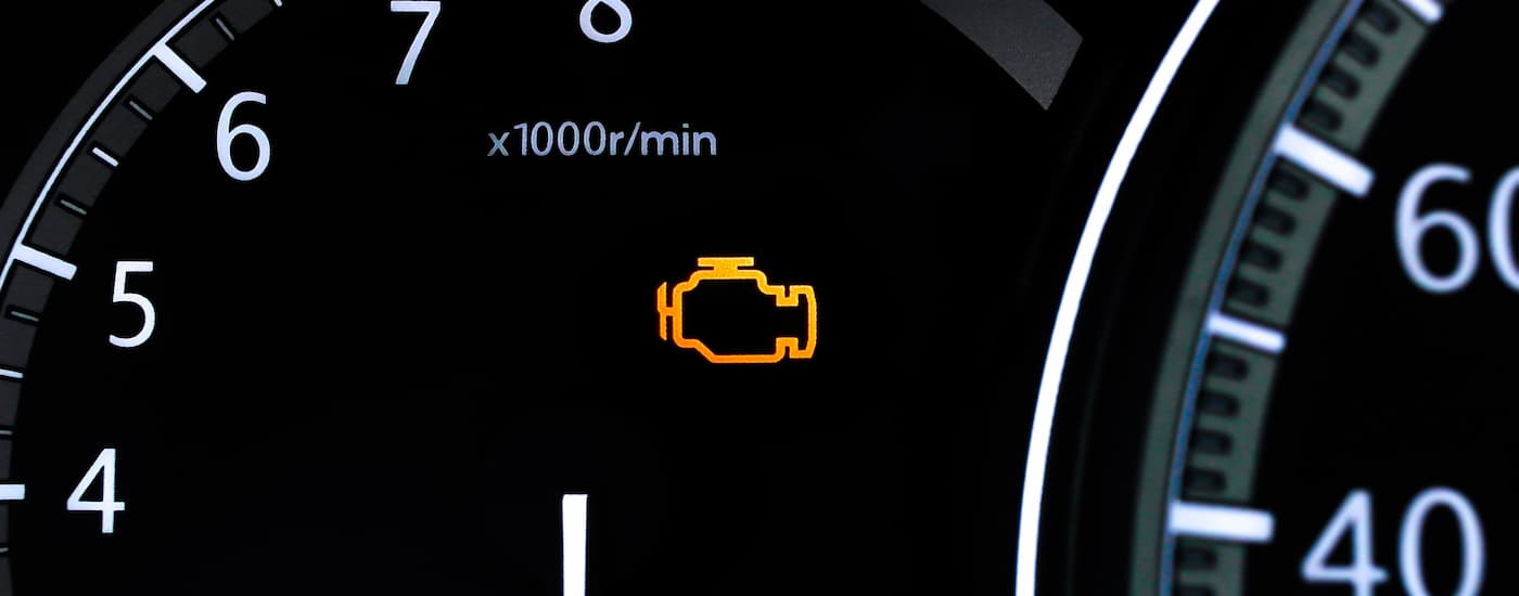 Check engine light on a vehicle
