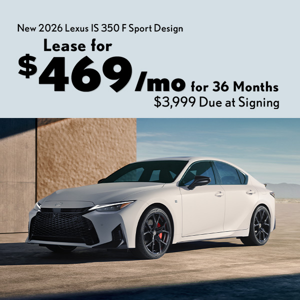 Lease a 2026 Lexus IS 350 F SPORT Design for $469/mo in Greenville, SC