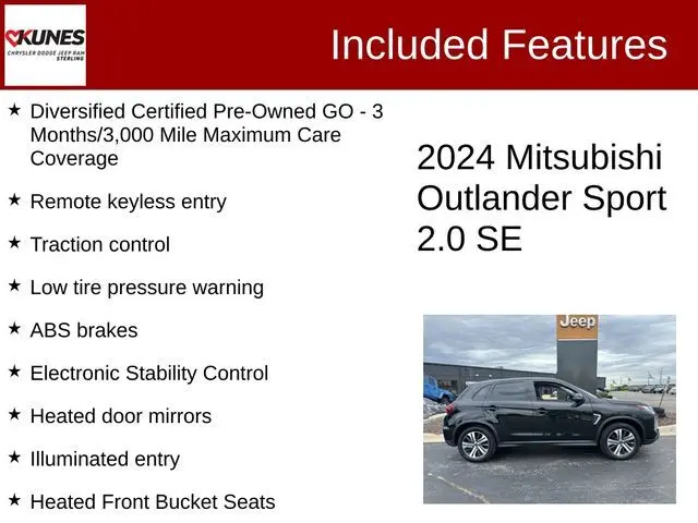 Used 2024 Mitsubishi Outlander Sport SE with VIN JA4ARUAU3RU002246 for sale in Sterling, IL